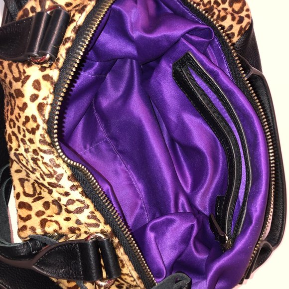 Aimee Kestenberg Tamitha Satchel Leopard Calf Hair Genuine Leather Purse - Picture 14 of 16